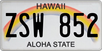 HI license plate ZSW852