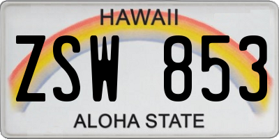 HI license plate ZSW853