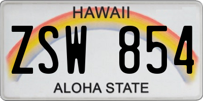 HI license plate ZSW854