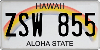 HI license plate ZSW855