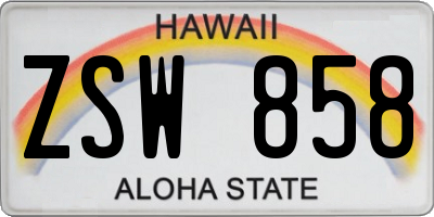 HI license plate ZSW858