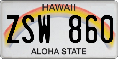 HI license plate ZSW860