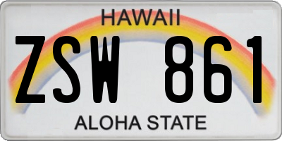 HI license plate ZSW861