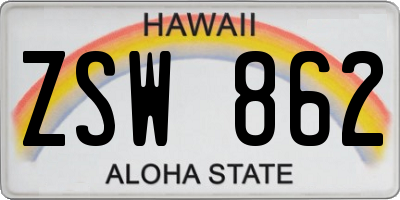 HI license plate ZSW862
