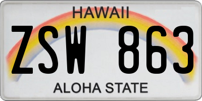 HI license plate ZSW863