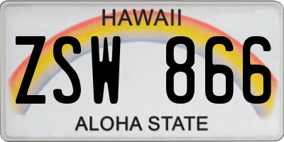 HI license plate ZSW866