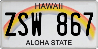 HI license plate ZSW867
