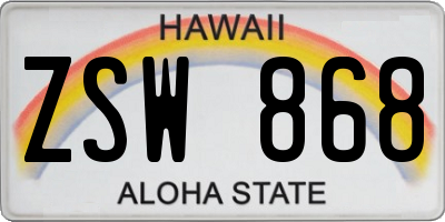 HI license plate ZSW868