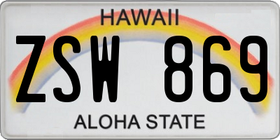 HI license plate ZSW869