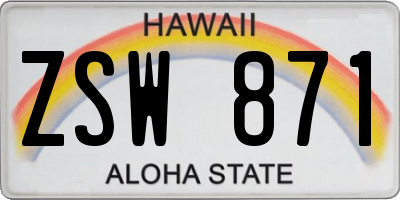 HI license plate ZSW871