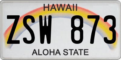HI license plate ZSW873