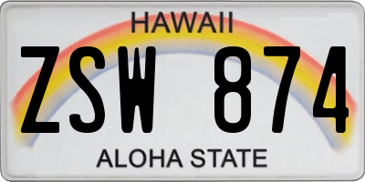 HI license plate ZSW874