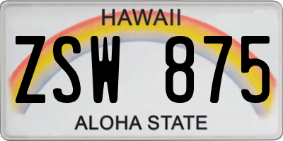 HI license plate ZSW875