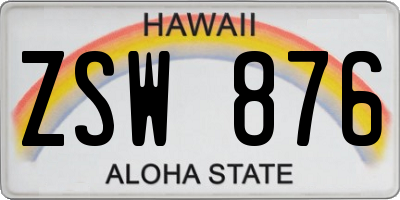 HI license plate ZSW876
