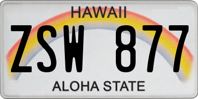 HI license plate ZSW877