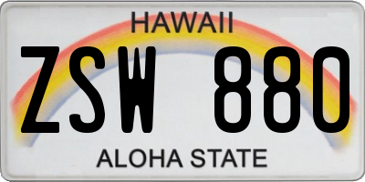 HI license plate ZSW880