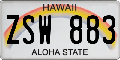 HI license plate ZSW883