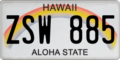 HI license plate ZSW885