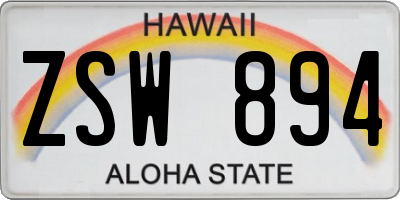 HI license plate ZSW894