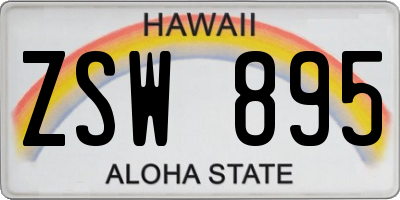 HI license plate ZSW895