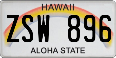 HI license plate ZSW896