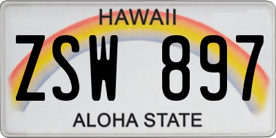 HI license plate ZSW897