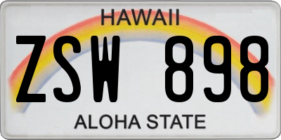 HI license plate ZSW898