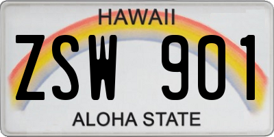 HI license plate ZSW901