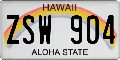 HI license plate ZSW904