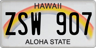 HI license plate ZSW907