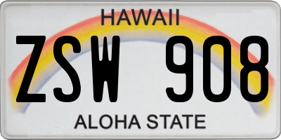 HI license plate ZSW908