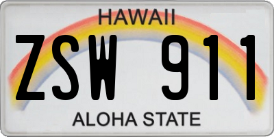 HI license plate ZSW911