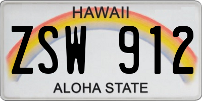 HI license plate ZSW912