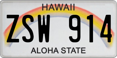 HI license plate ZSW914