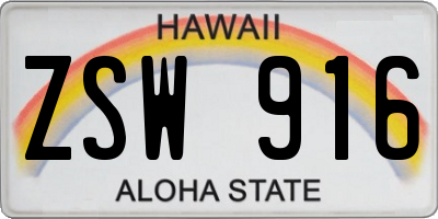 HI license plate ZSW916