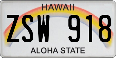 HI license plate ZSW918