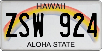 HI license plate ZSW924