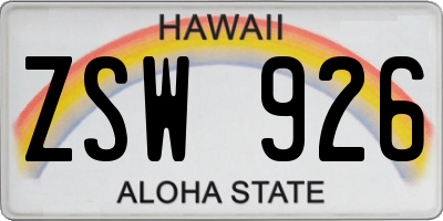 HI license plate ZSW926