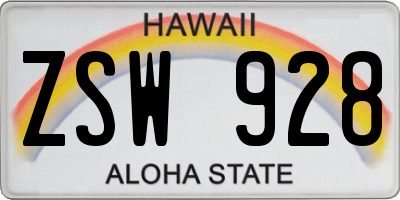 HI license plate ZSW928