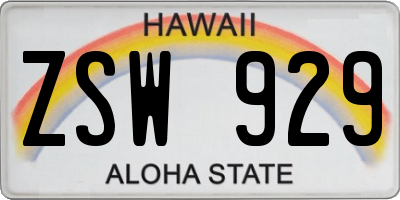 HI license plate ZSW929