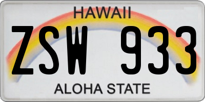HI license plate ZSW933