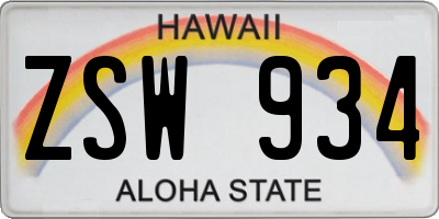 HI license plate ZSW934