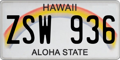 HI license plate ZSW936