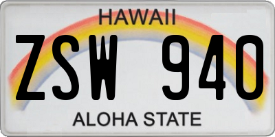 HI license plate ZSW940