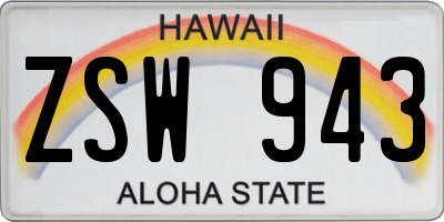 HI license plate ZSW943