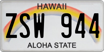HI license plate ZSW944