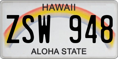 HI license plate ZSW948