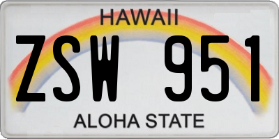 HI license plate ZSW951