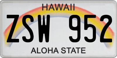 HI license plate ZSW952