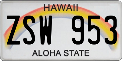 HI license plate ZSW953